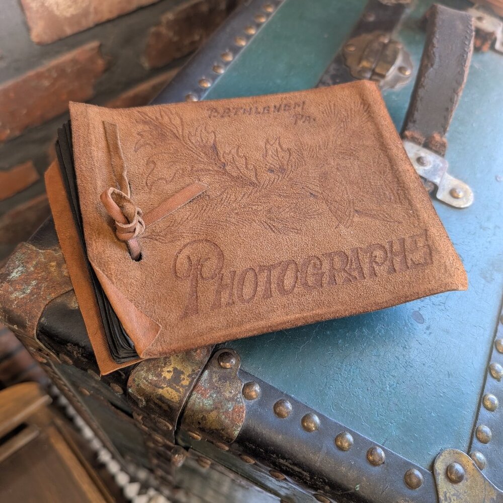 1930s Vintage Antique Suede Leather Photo Album 52 Photos Photography Bethlehem